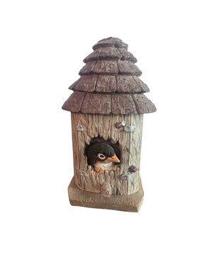 Rustic Birdhouse Style Wall Hanging Wood Resin Bird Cottage Decor